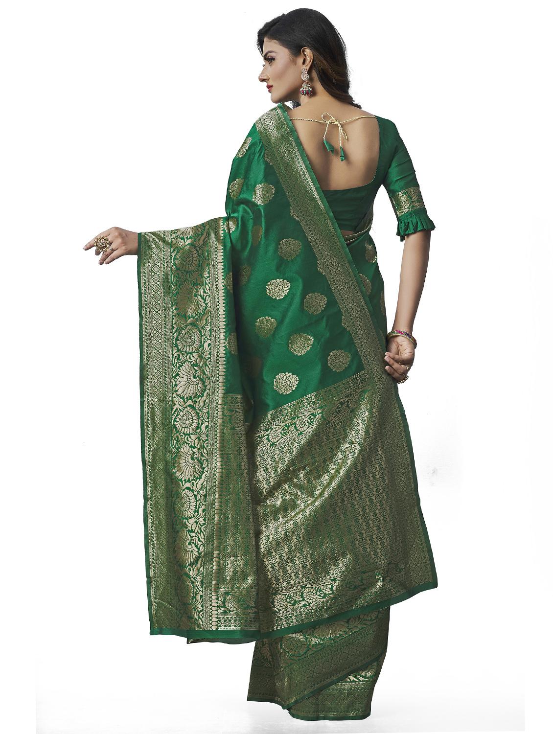 green banarasi saree with blouse - 20067869 - Standard Image - 1