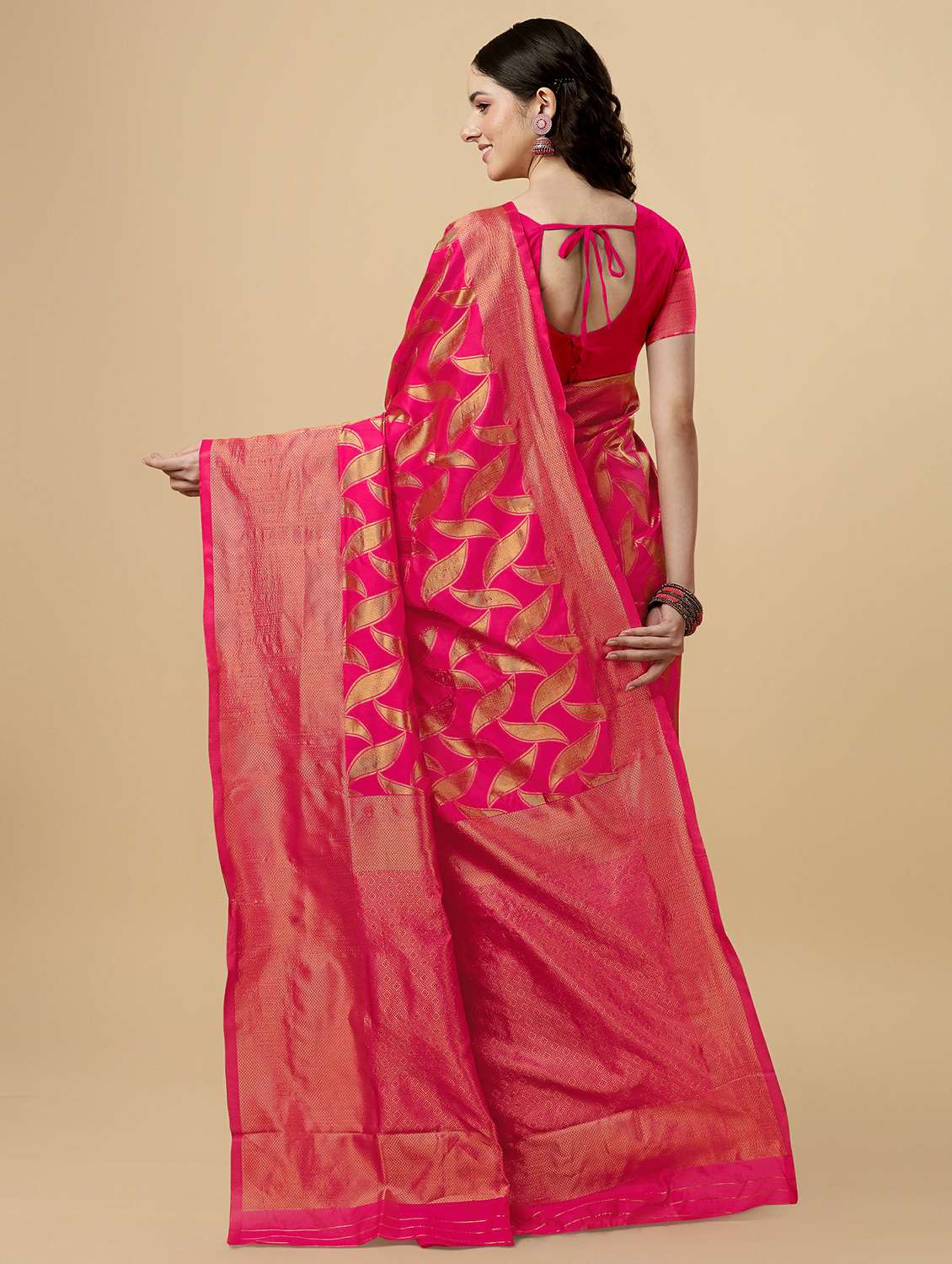 pink banarasi saree with blouse - 20067870 -  Standard Image - 1