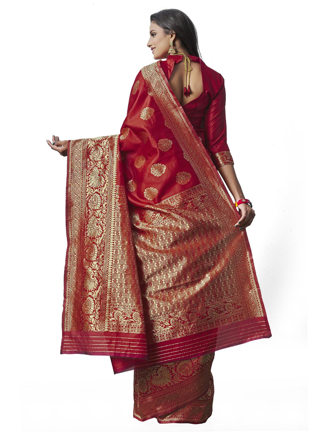 red banarasi saree with blouse - 20067881 -  Standard Image - 1