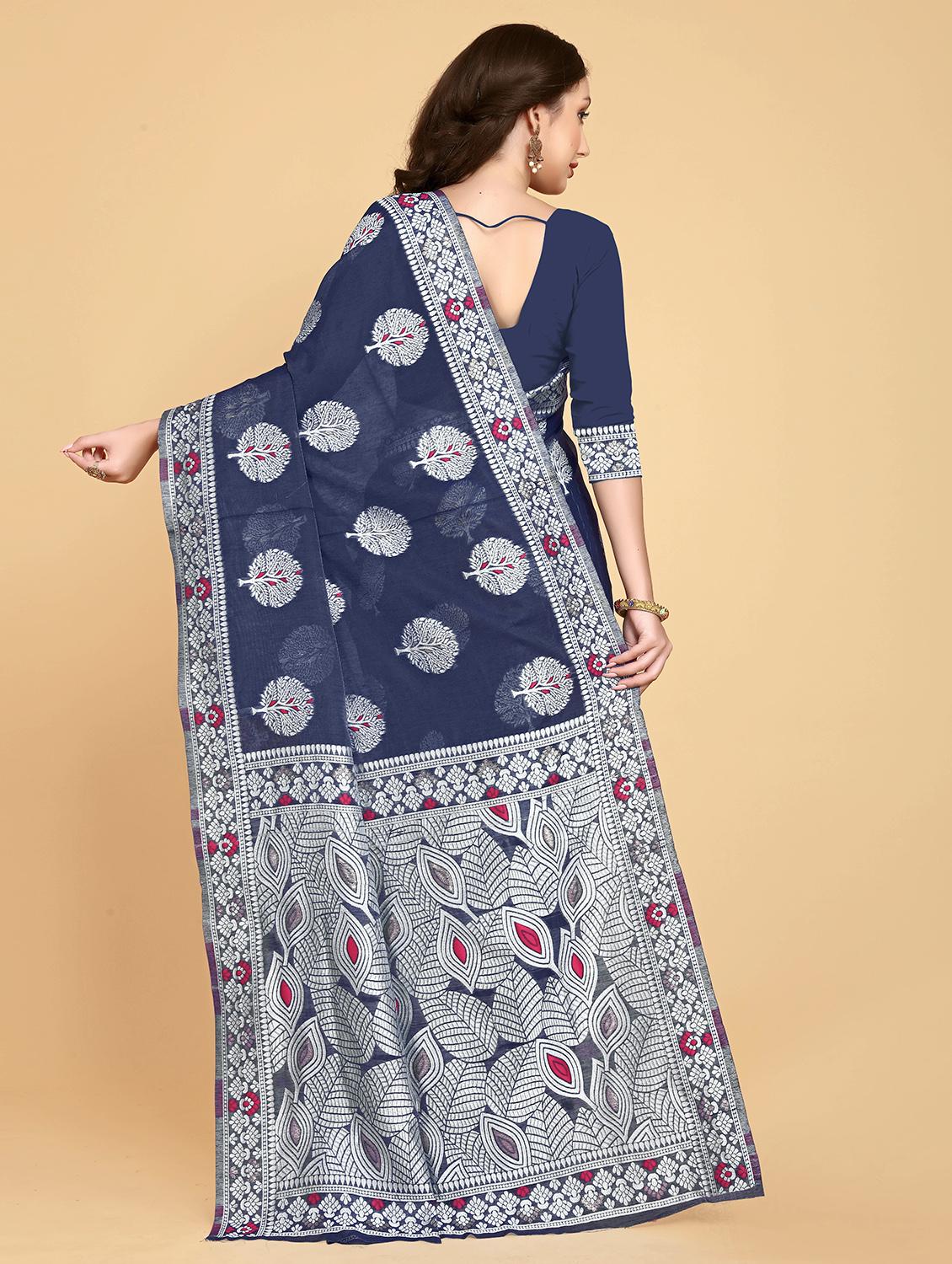 blue banarasi saree with blouse - 20067914 -  Standard Image - 1