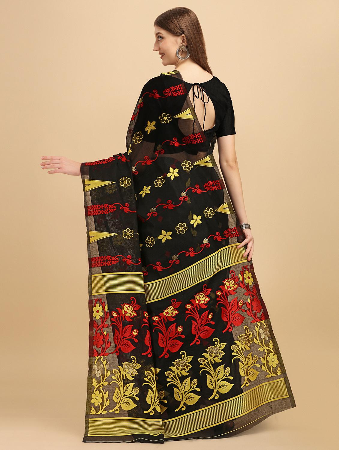 black jamadani saree with blouse - 20067927 - Standard Image - 1