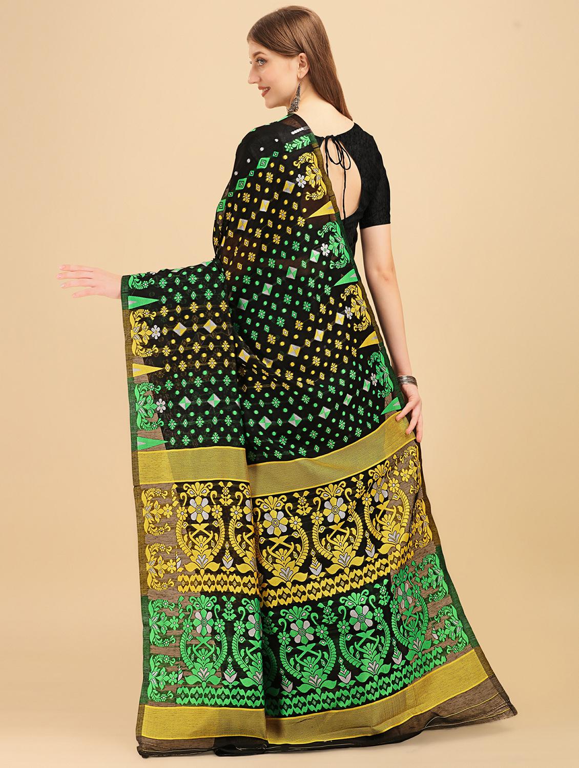 black jamadani saree with blouse - 20067939 - Standard Image - 1