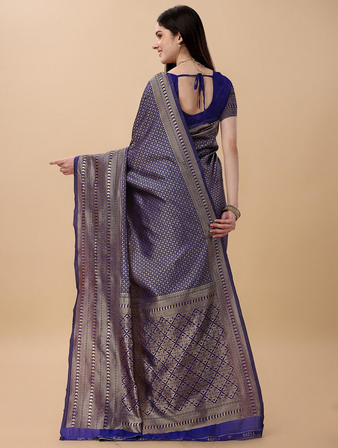 blue banarasi saree with blouse - 20067943 - Standard Image - 1