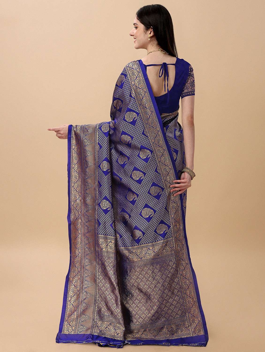 blue banarasi saree with blouse - 20067963 -  Standard Image - 1