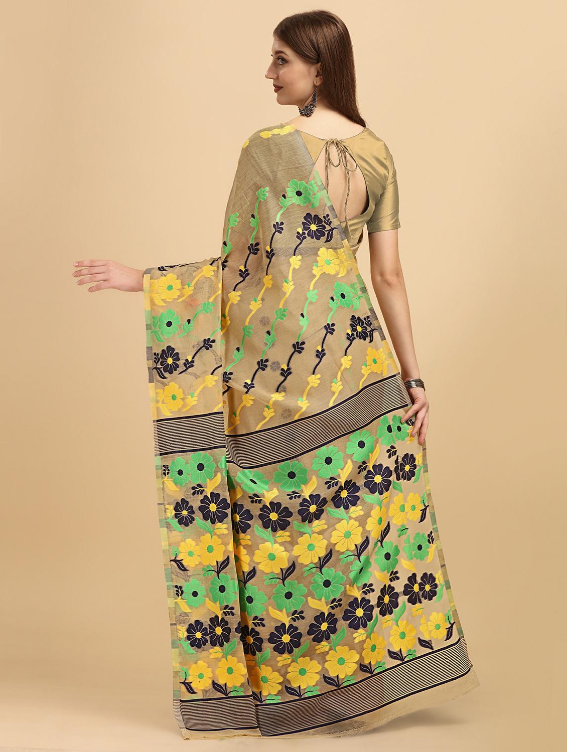 beige silk banarasi saree with blouse - 20067995 -  Standard Image - 1