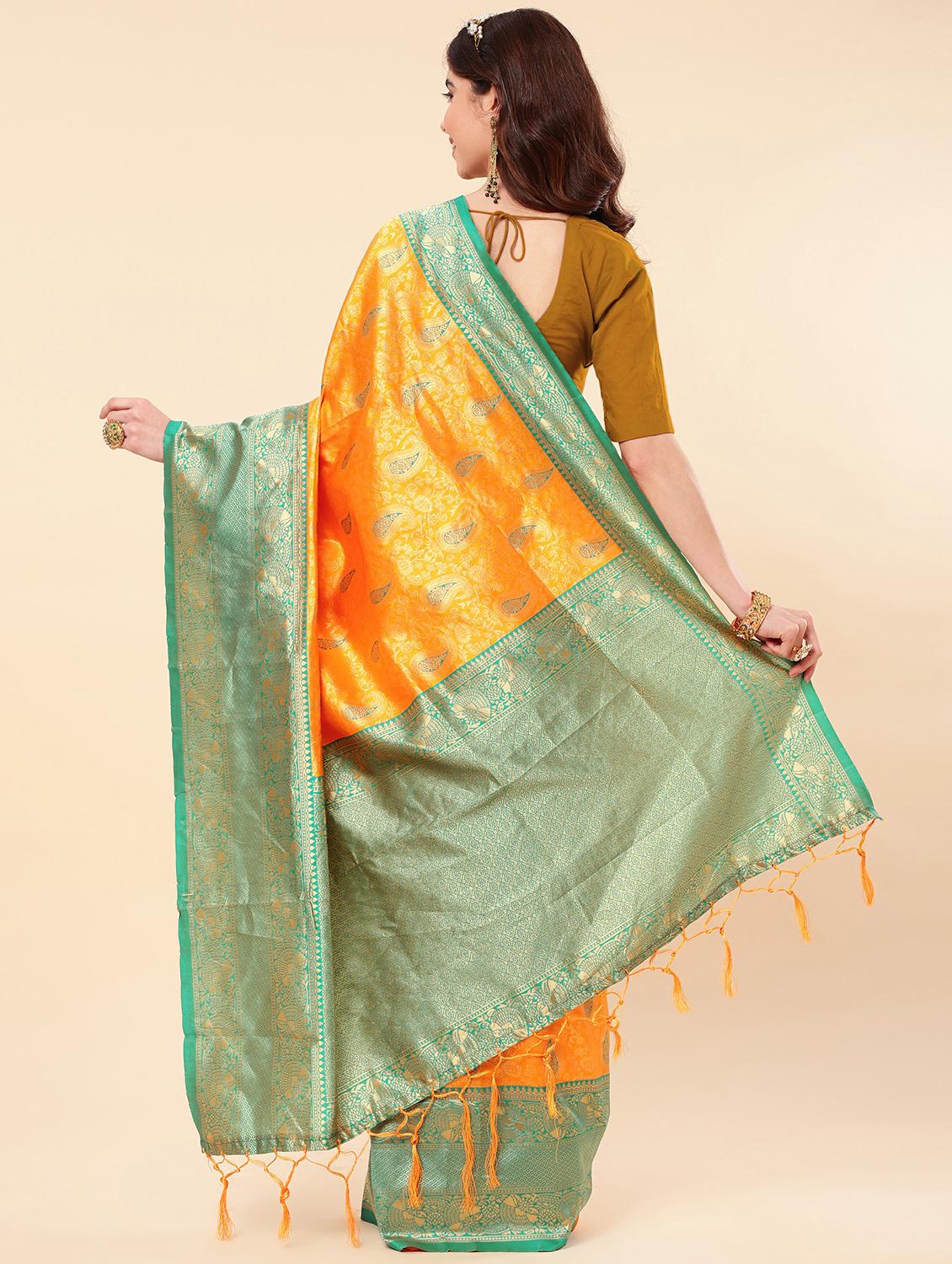 yellow banarasi saree with blouse - 20068007 - Standard Image - 1