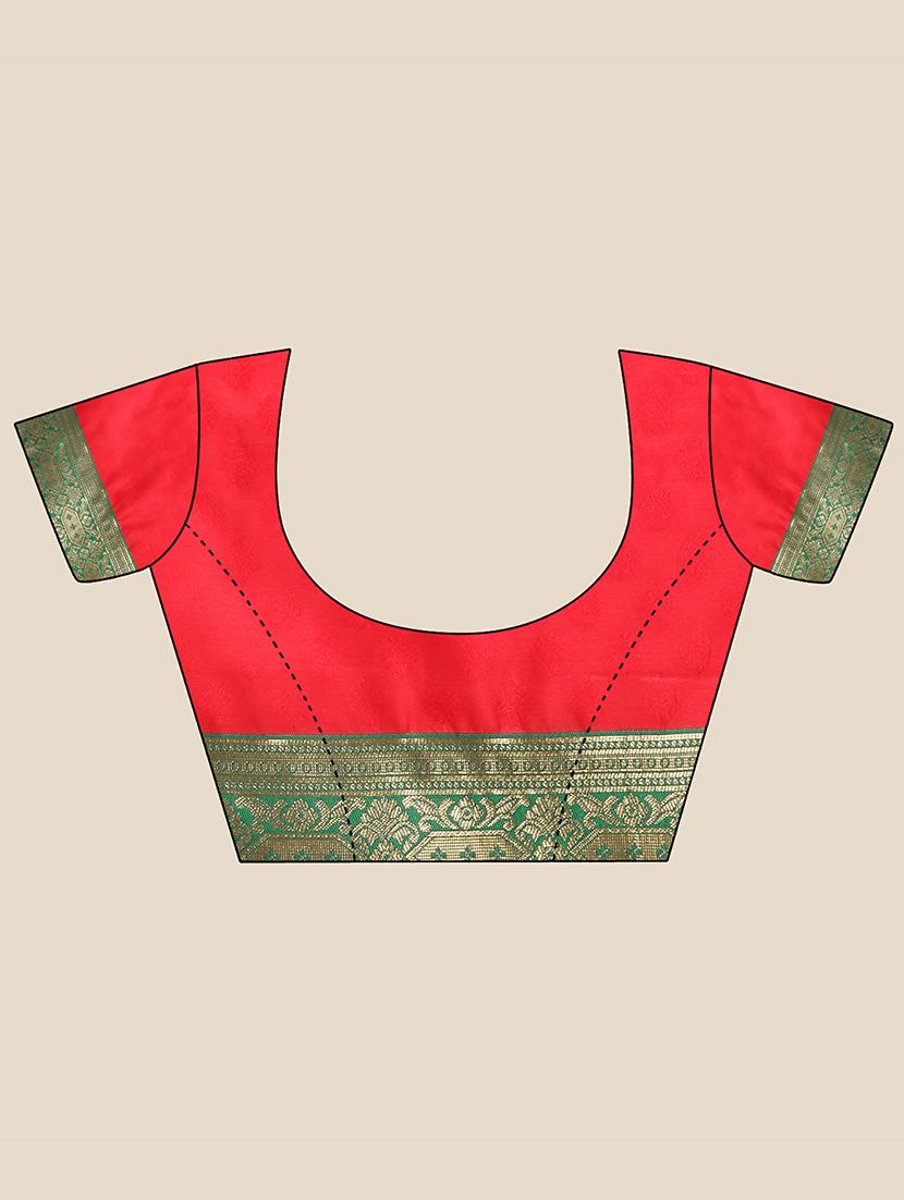green silk banarasi saree with blouse - 20068023 -  Standard Image - 1