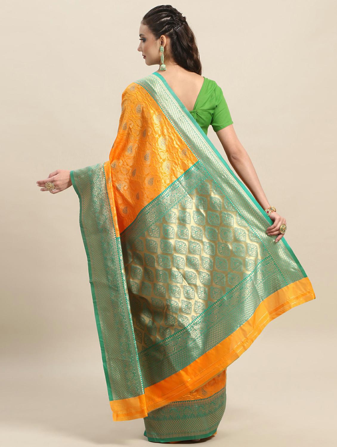 yellow banarasi saree with blouse - 20068036 - Standard Image - 1