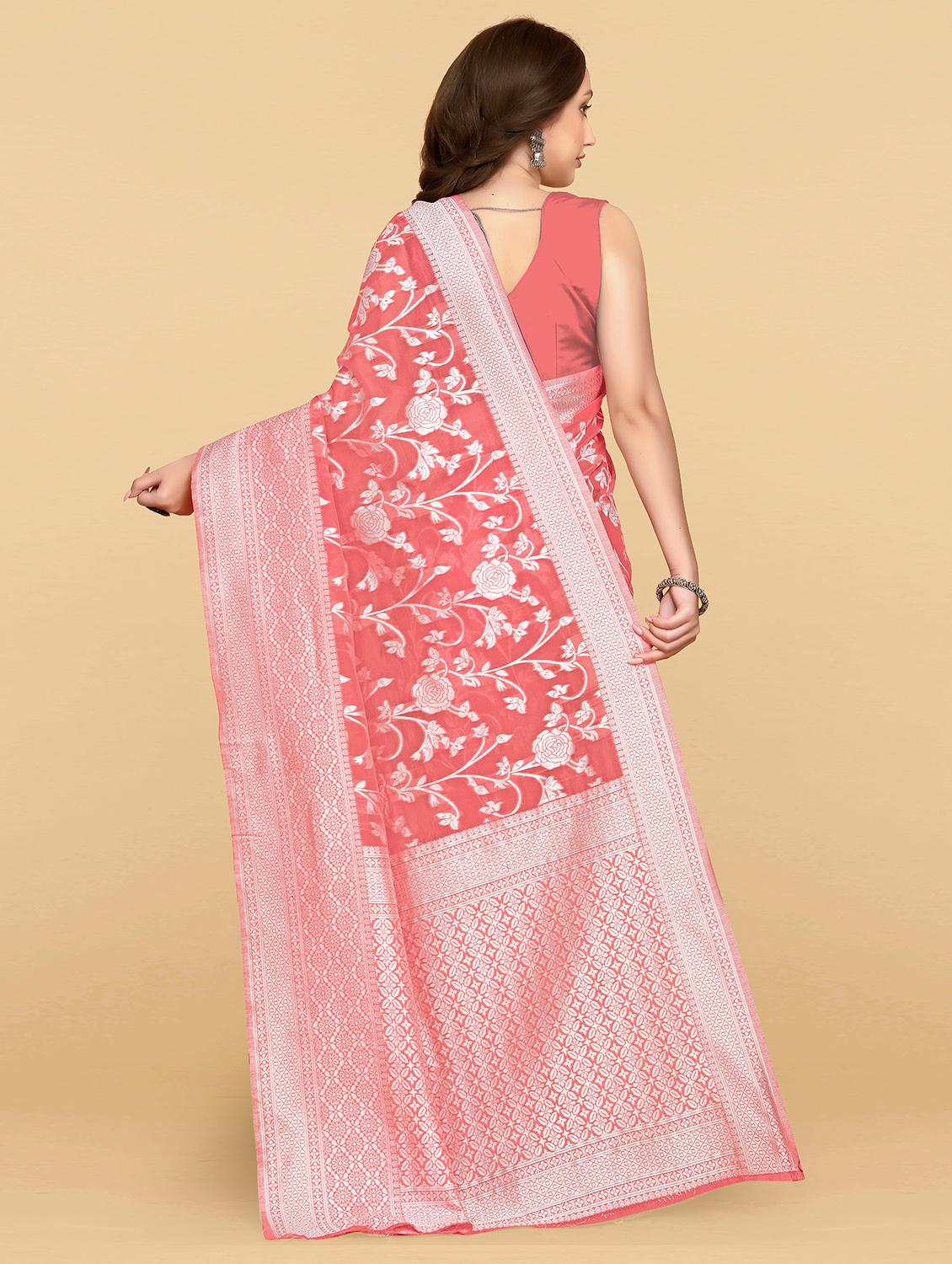 pink silk banarasi saree with blouse - 20068046 -  Standard Image - 1