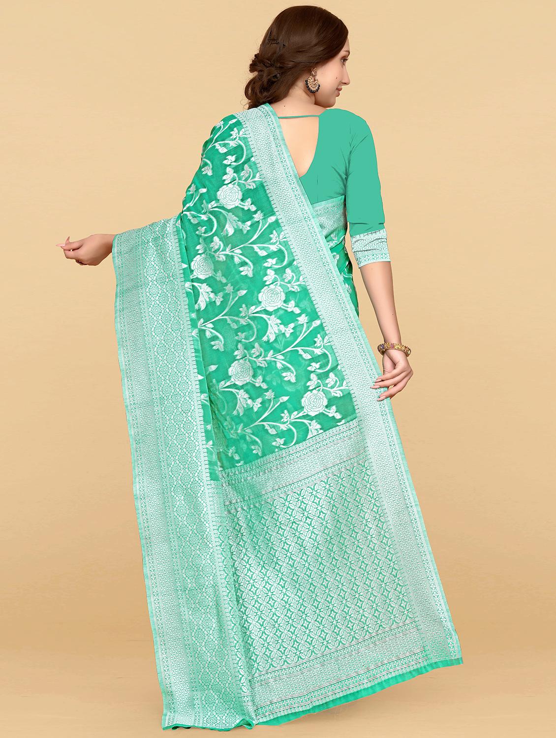 blue silk banarasi saree with blouse - 20068048 -  Standard Image - 1