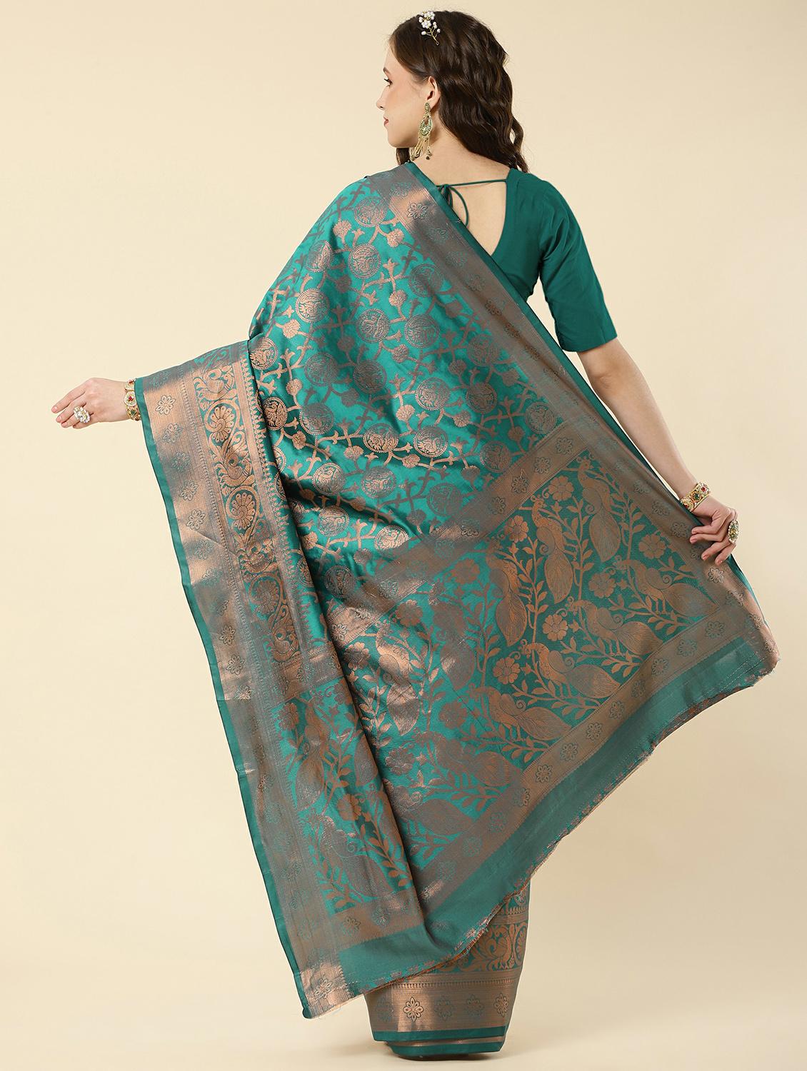 blue silk banarasi saree - 20068073 -  Standard Image - 1