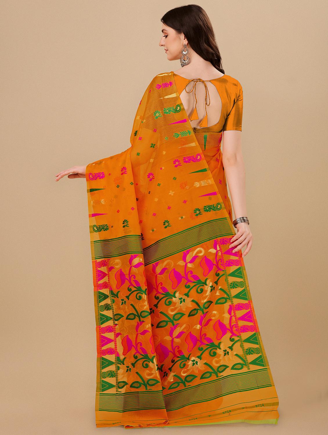 orange jamdani saree - 20068098 -  Standard Image - 1