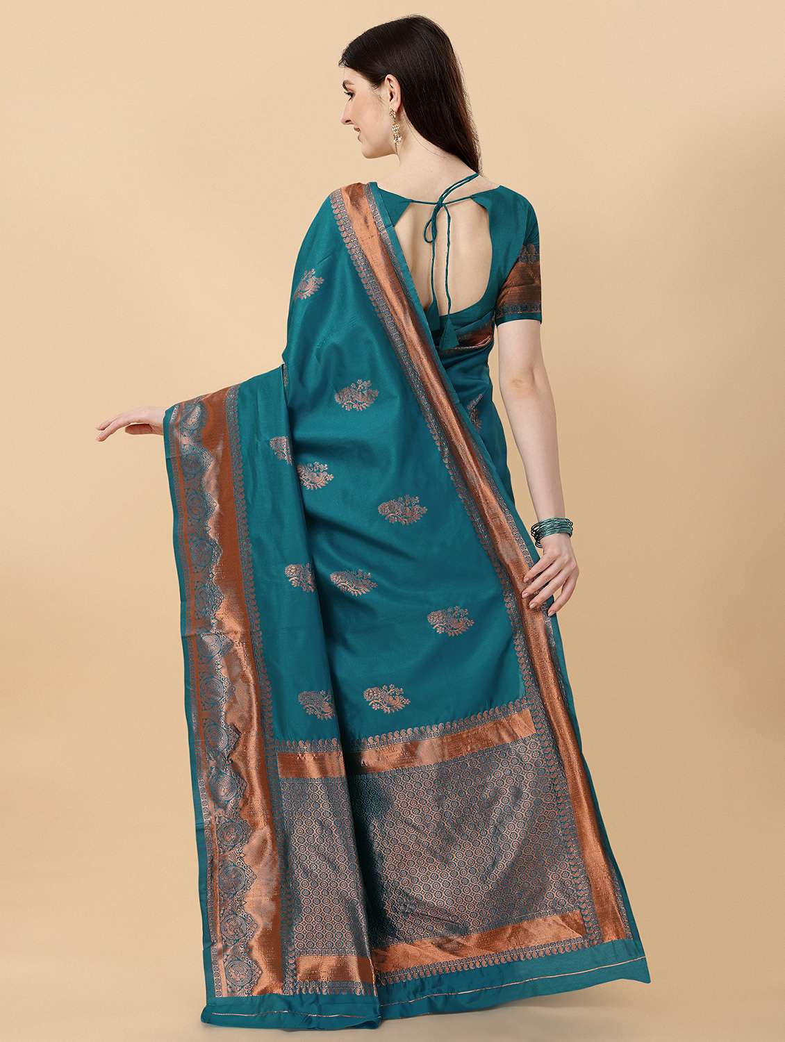 blue banarasi saree with blouse - 20068144 -  Standard Image - 1