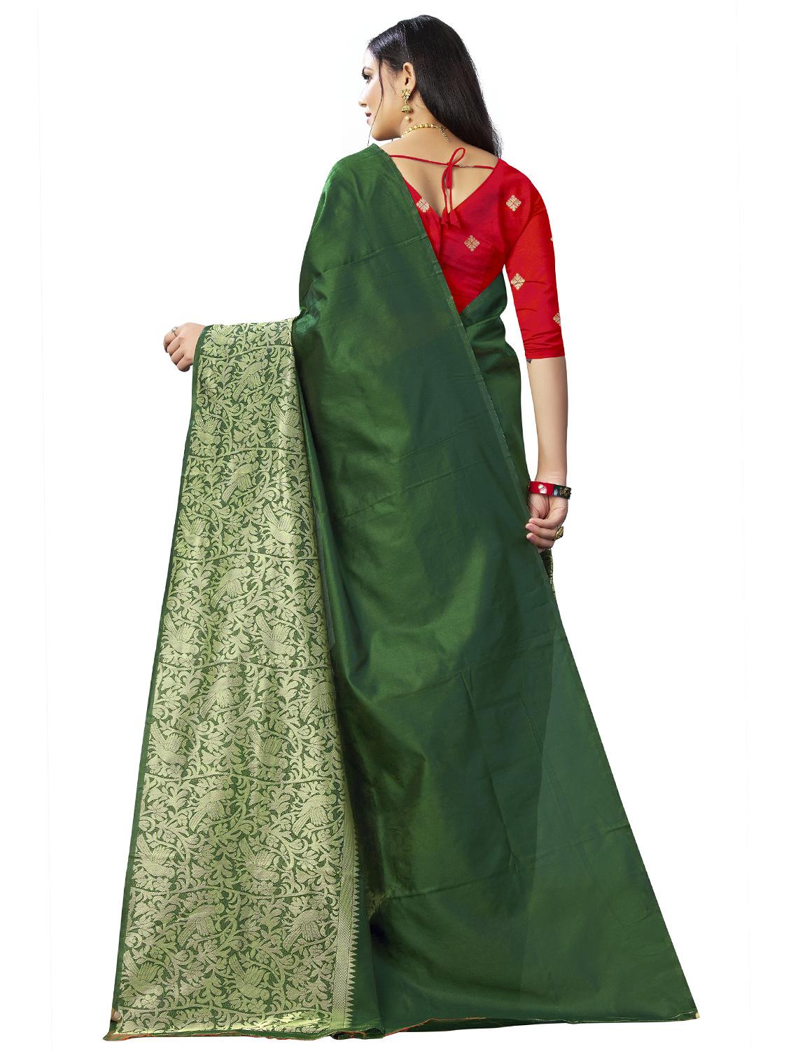 green banarasi saree with blouse - 20068177 - Standard Image - 1