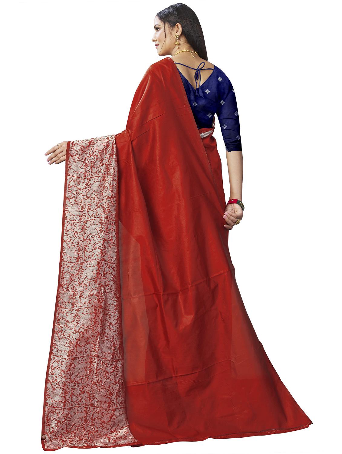 red banarasi saree with blouse - 20068186 - Standard Image - 1