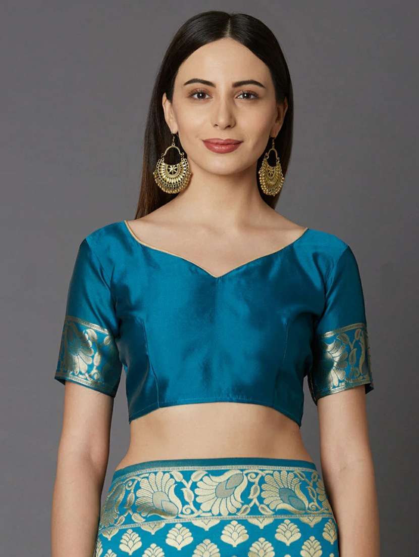 blue banarasi saree with blouse - 20068196 - Standard Image - 1