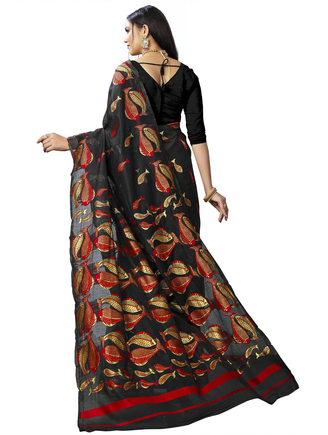 black jamadani saree with blouse - 20068200 - Standard Image - 1