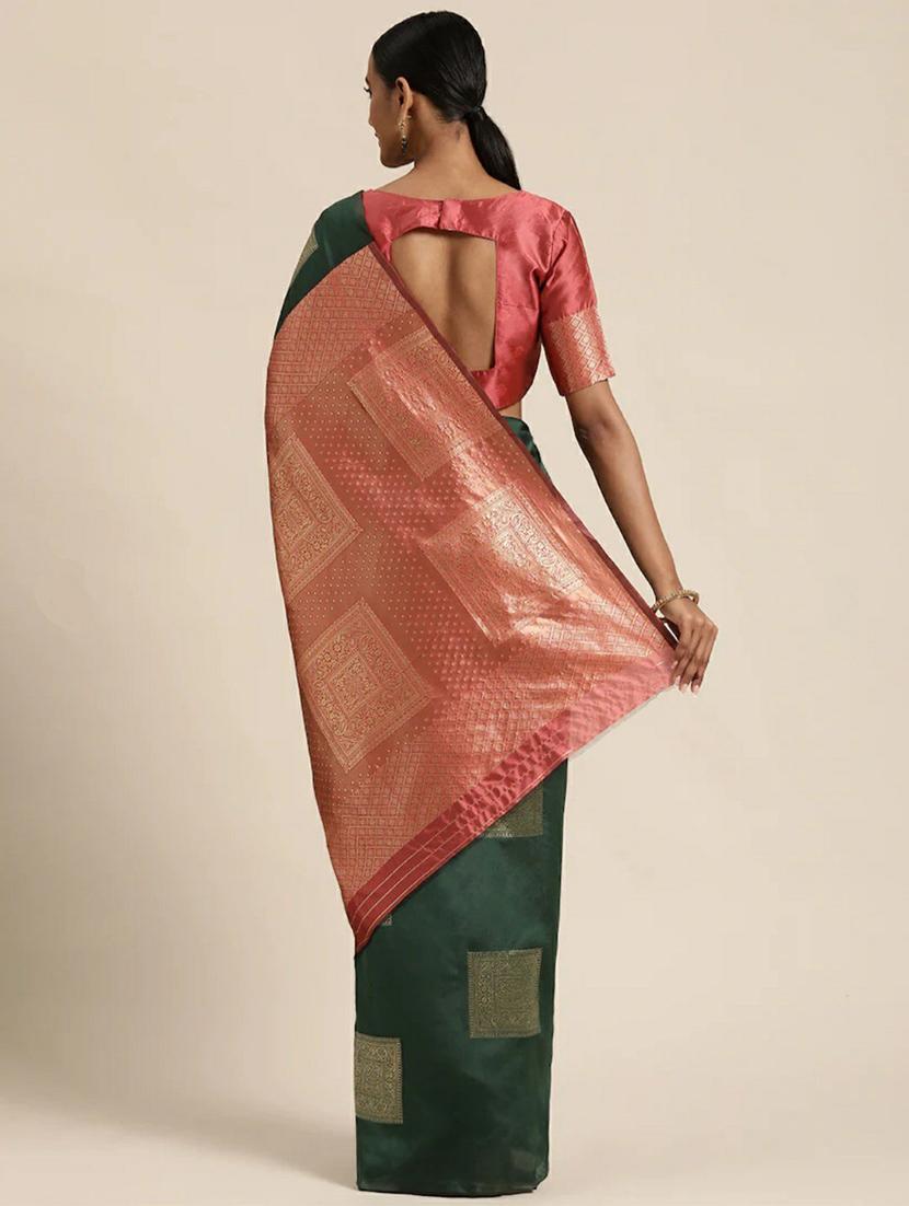 green banarasi saree with blouse - 20068230 - Standard Image - 1