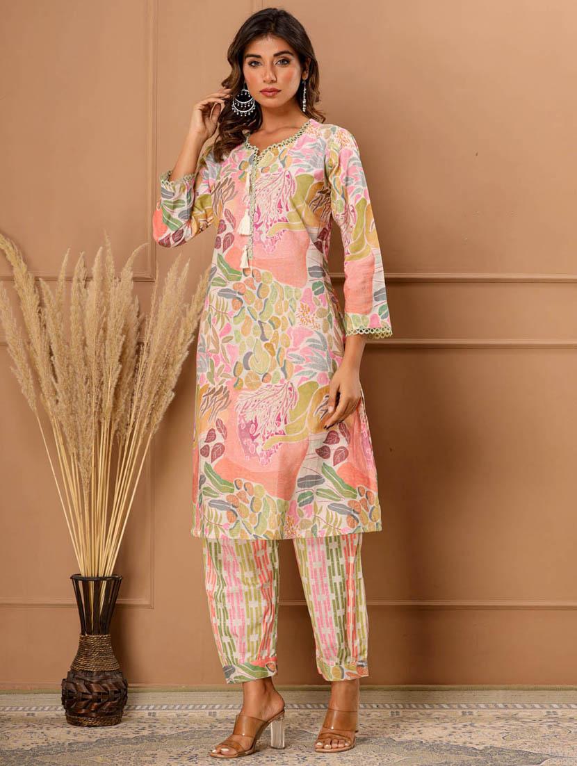 printed kurta pant set  - 20068442 -  Standard Image - 1