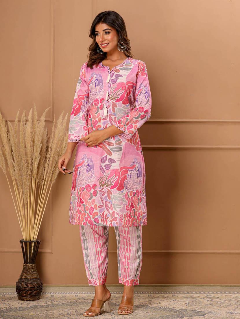 printed kurta pant set  - 20068443 -  Standard Image - 1