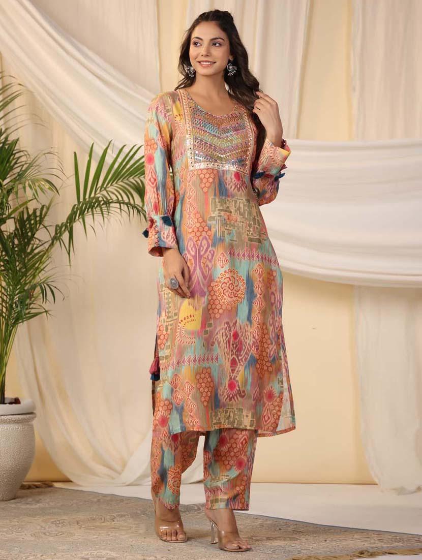 printed kurta pant set - 20068471 -  Standard Image - 1