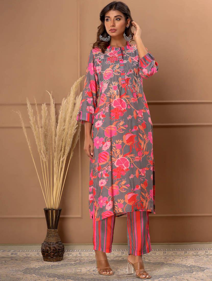 printed kurta pant set - 20068478 -  Standard Image - 1