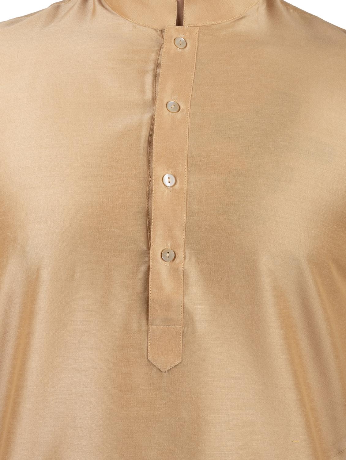 mandarin neck solid kurta pyjama set - 20068684 - Standard Image - 4
