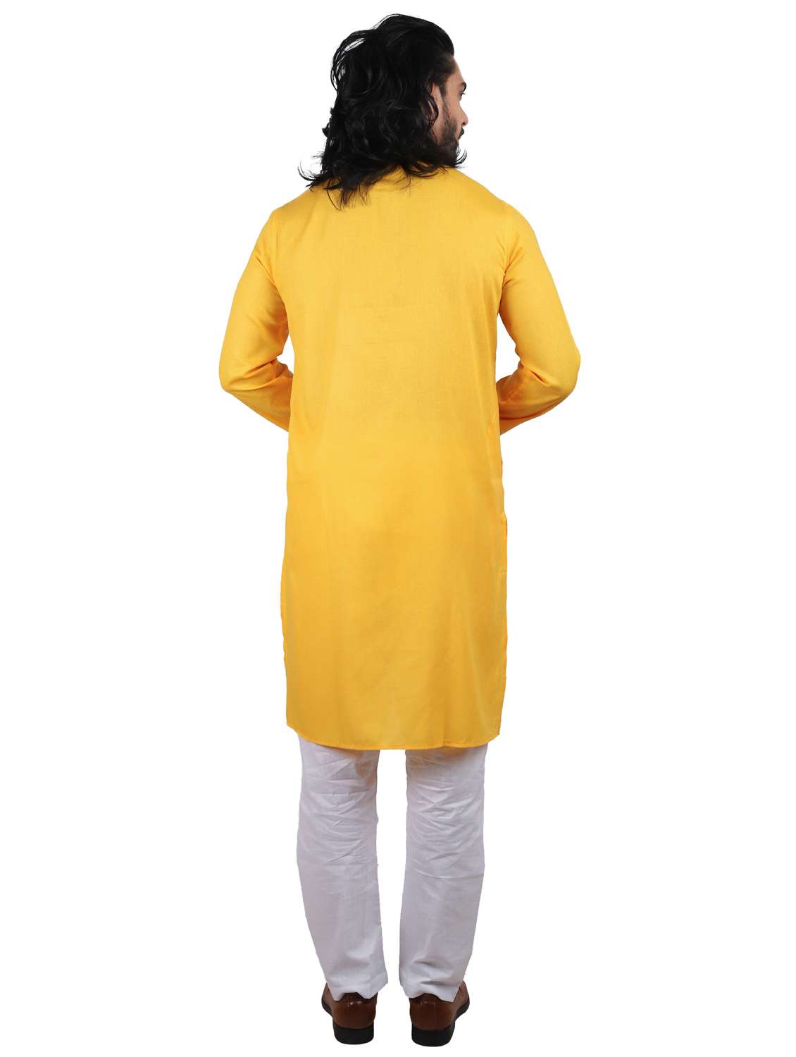 mandarin neck solid kurta pyjama set - 20068695 -  Standard Image - 1