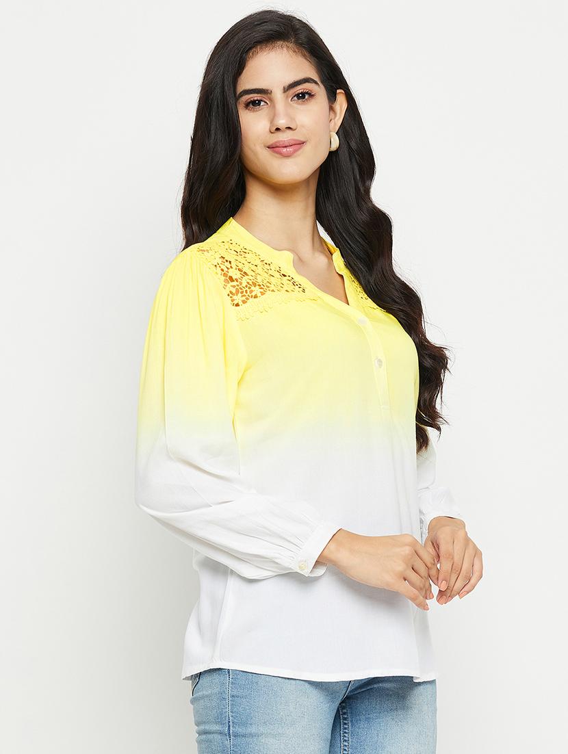 women's straight mandarin neck top - 20068944 - Standard Image - 1