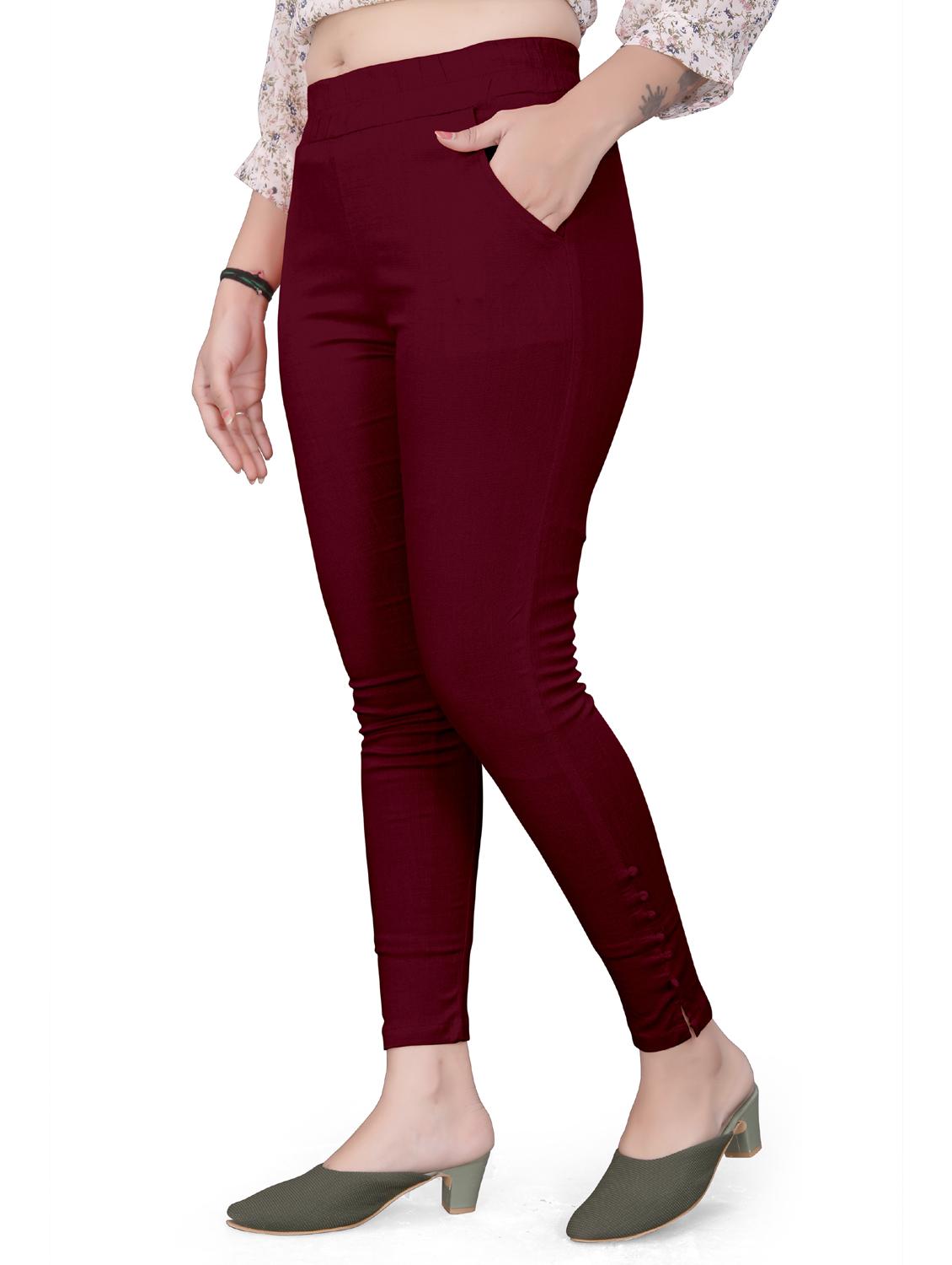 purple cotton trousers - 20069864 - Standard Image - 1