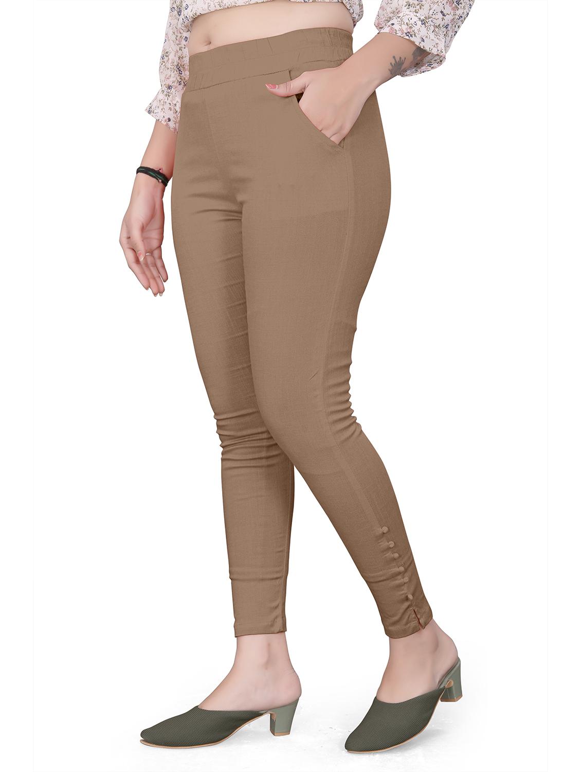 beige cotton cigarette pants - 20069869 - Standard Image - 1
