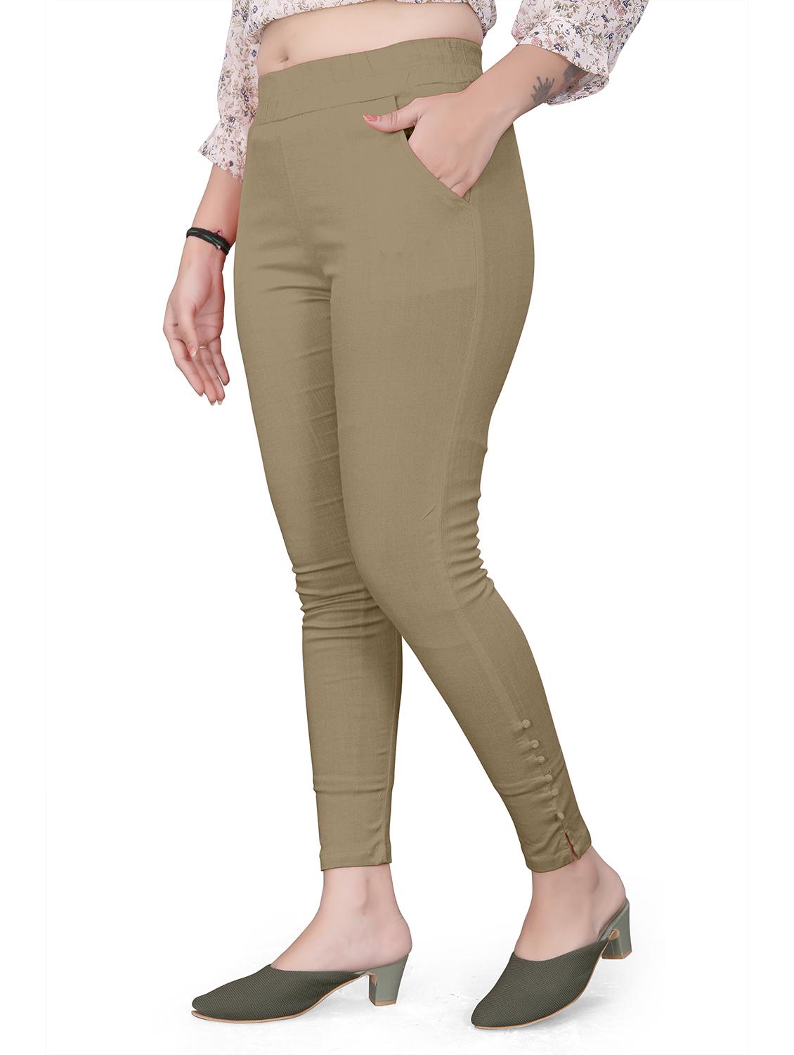 beige cotton cigarette pants - 20069870 - Standard Image - 1