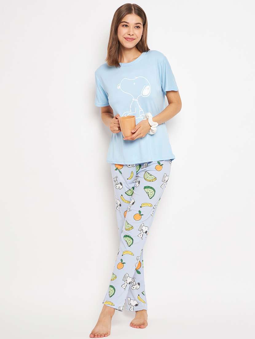 round neck printed nightwear pyjama set  - 20069876 -  Standard Image - 4
