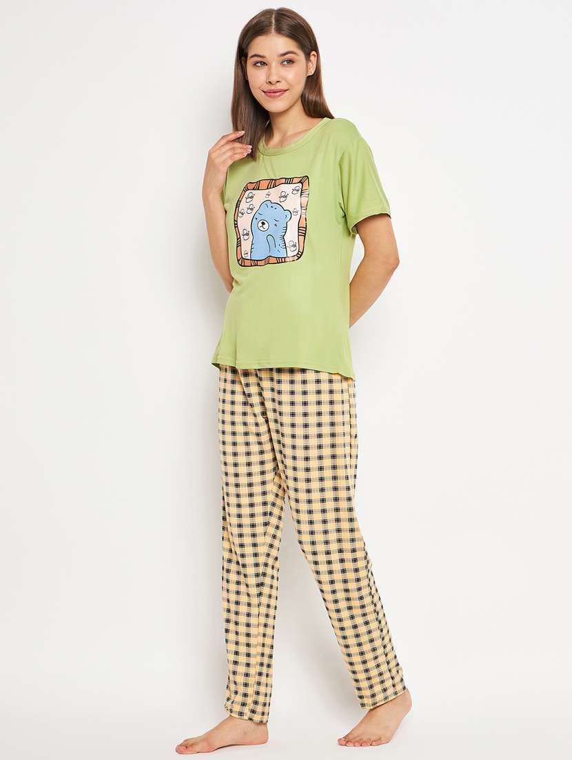 round neck printed nightwear pyjama set  - 20069877 -  Standard Image - 1
