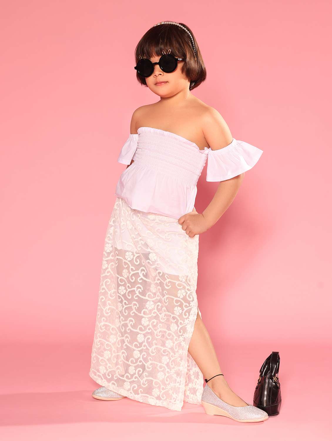 white solid skirt top twin sets  - 20069981 -  Standard Image - 1