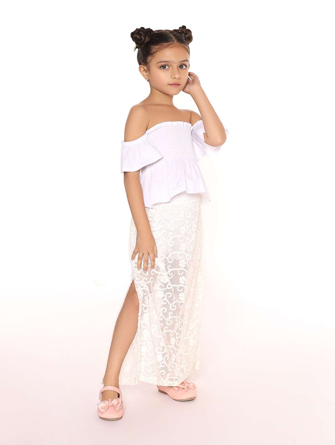 white solid skirt top twin sets  - 20069981 -  Standard Image - 4