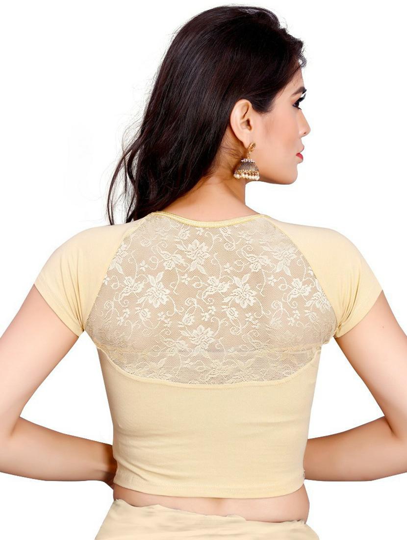 beige cotton lycra regular blouse - 20071588 -  Standard Image - 1