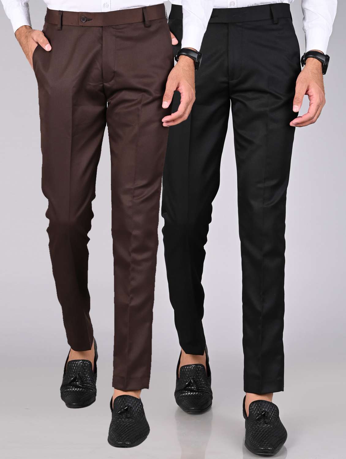pack of 2 solid formal trousers