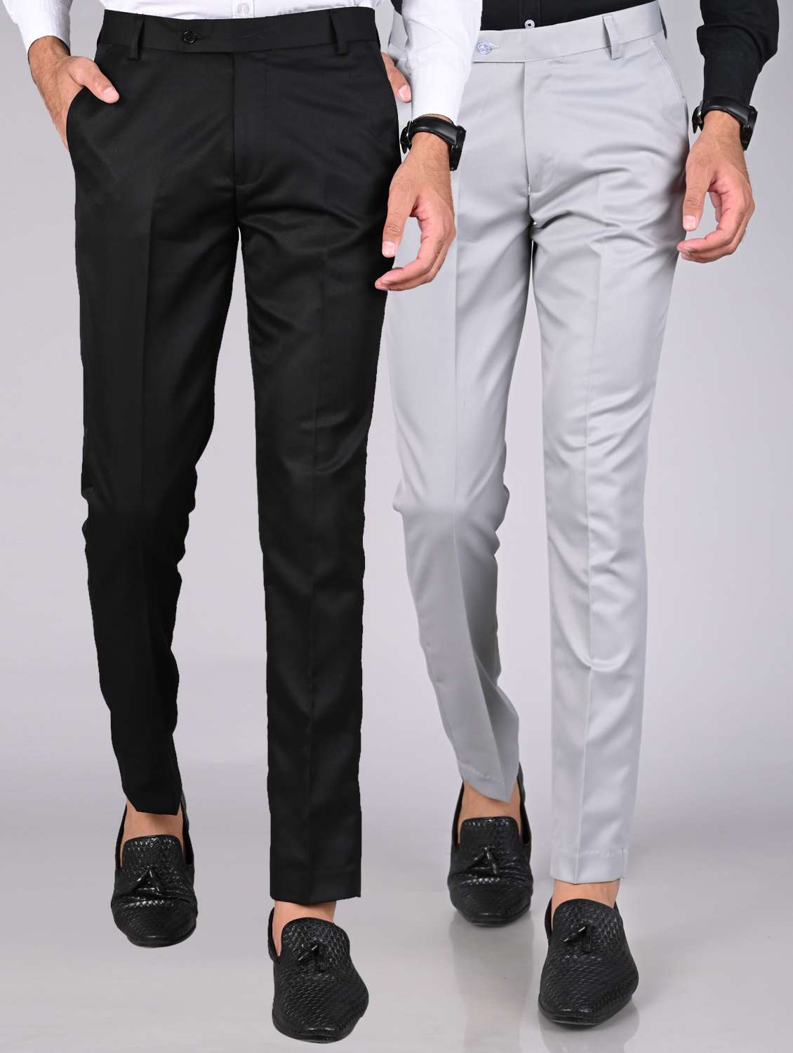 pack of 2 solid formal trousers