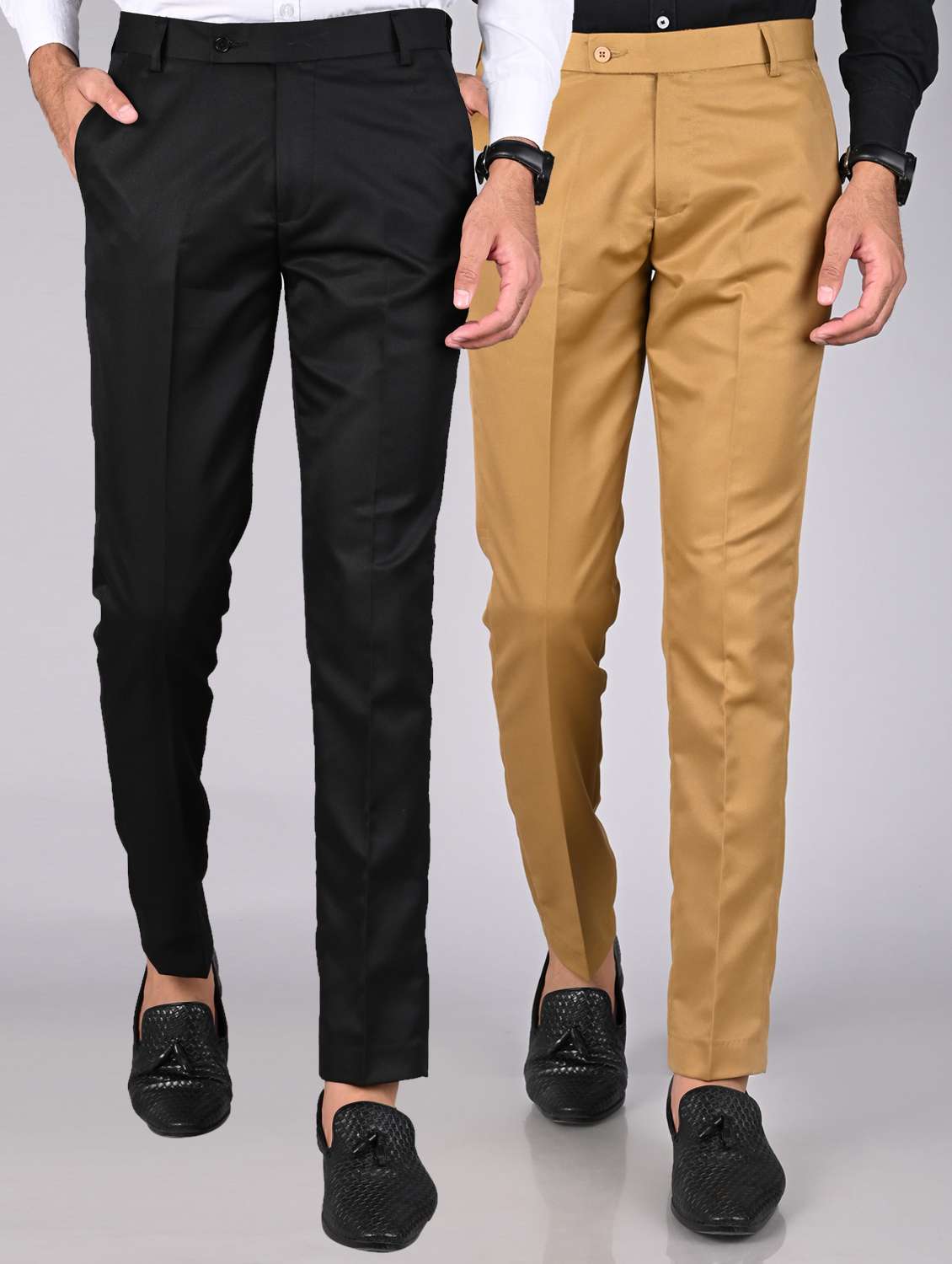 pack of 2 solid formal trousers