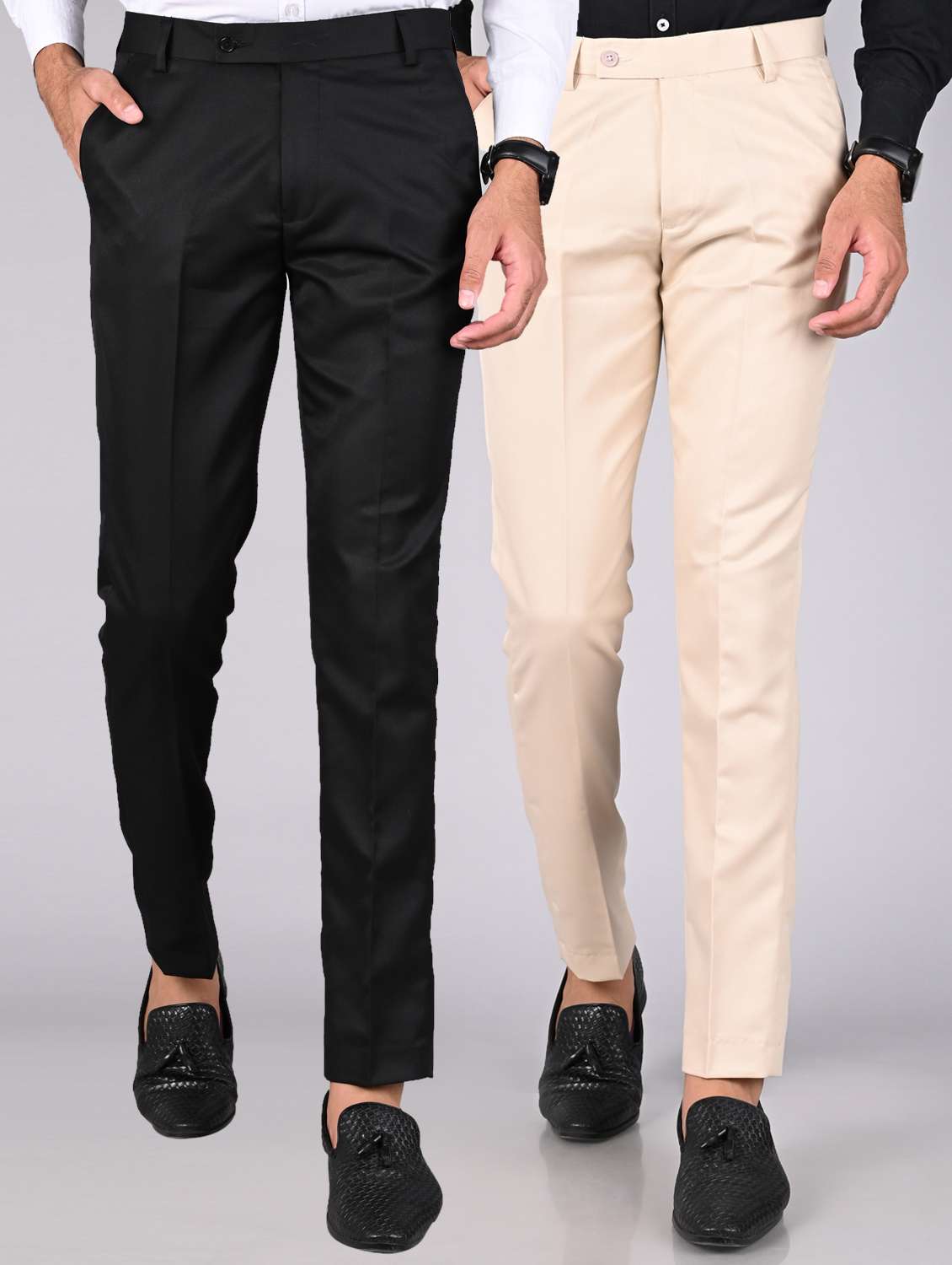 pack of 2 solid formal trousers