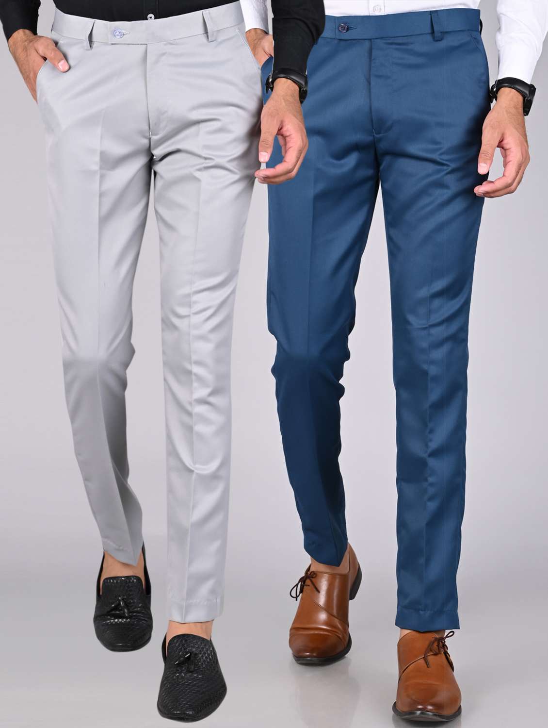 pack of 2 solid formal trousers