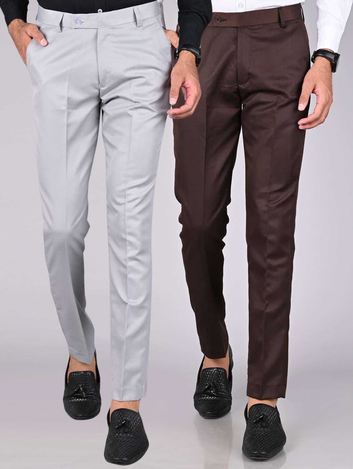 pack of 2 solid formal trousers