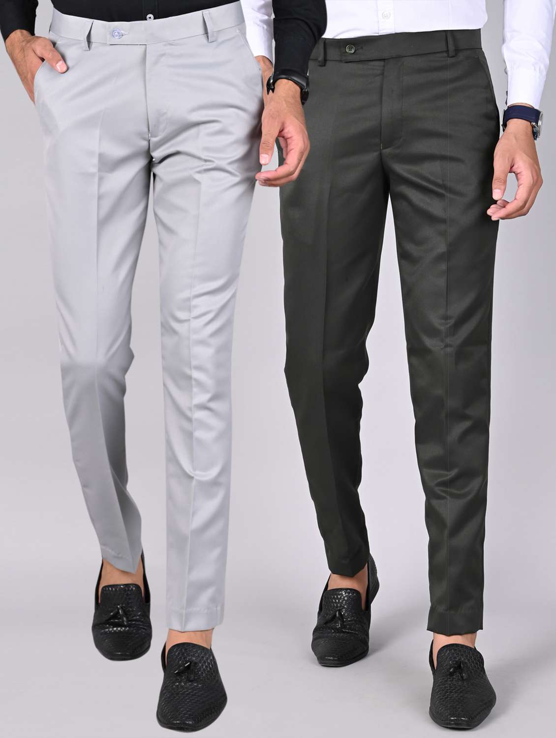 pack of 2 solid formal trousers