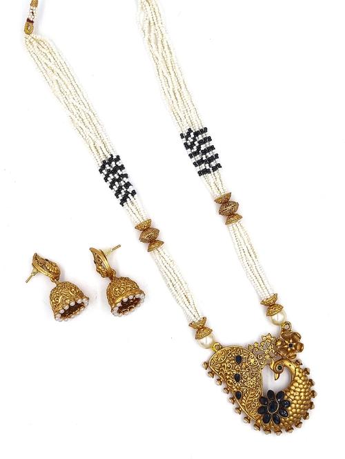 gold plated kundan long necklace set - 20072606 -  Standard Image - 0