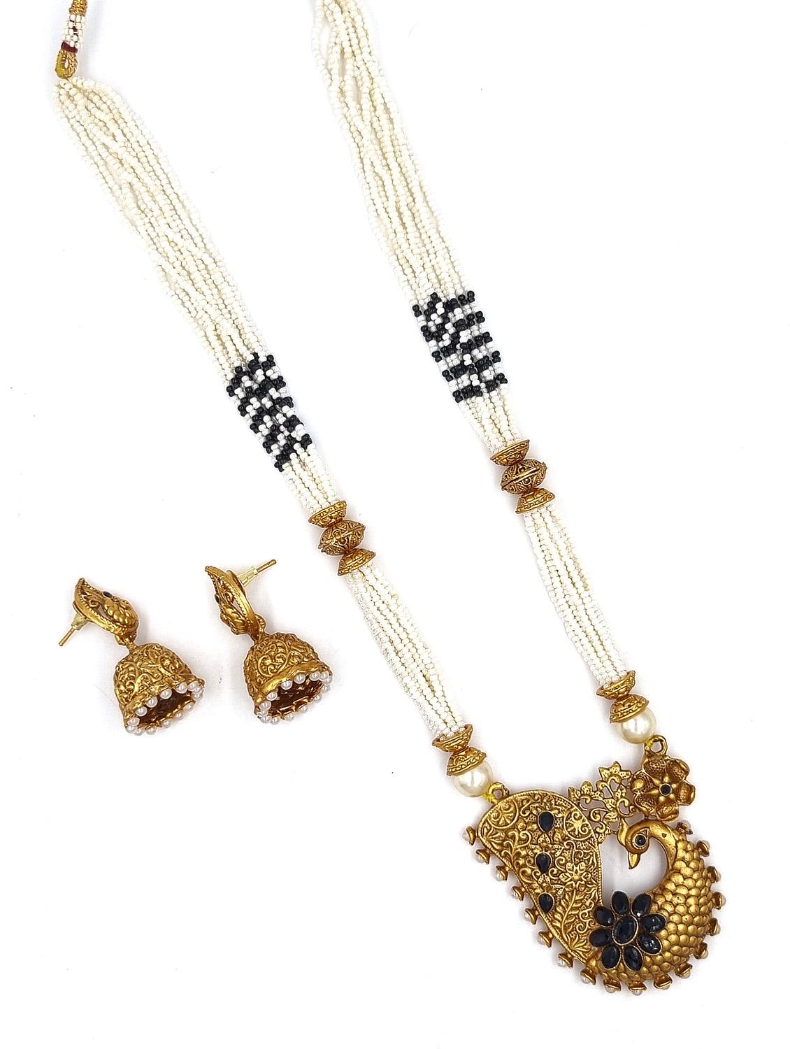 gold plated kundan long necklace set - 20072606 -  Zoom Image - 0