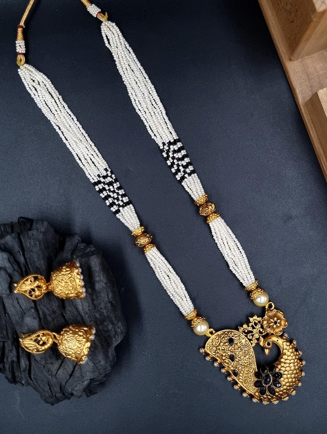 gold plated kundan long necklace set - 20072606 -  Standard Image - 1