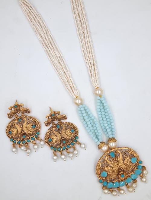 gold plated kundan long necklace set - 20072608 -  Standard Image - 0