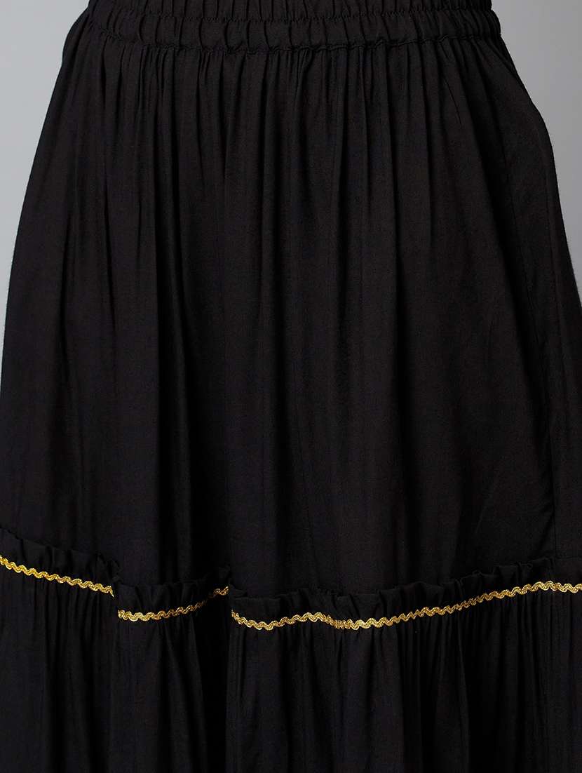 Black Camisole Neck Skirt Top Set