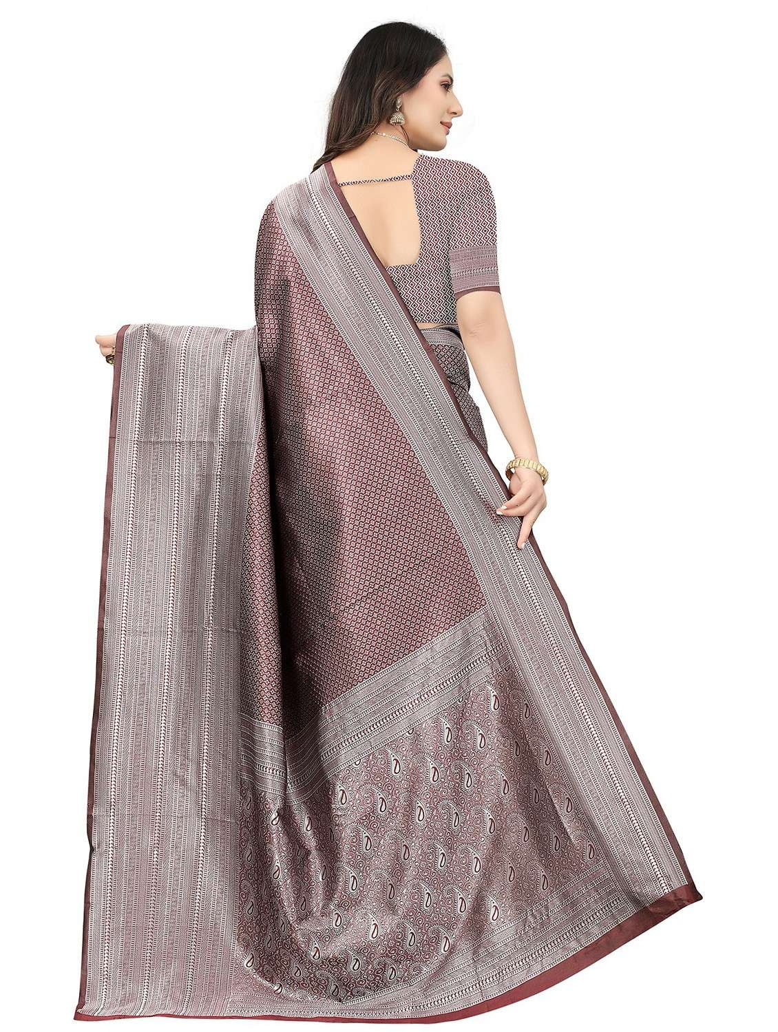 Women's Self Design Maroon Colored Saree With Blouse - 20075636 -  Standard Image - 1